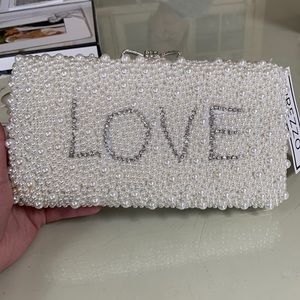 Faux pearl & diamond wedding clutch